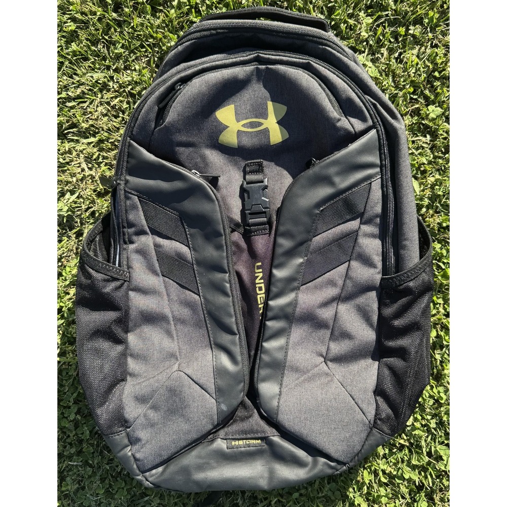 Under Armour Hustle Pro Backpack Gray Black Laptop Mens UA Storm 19" Travel